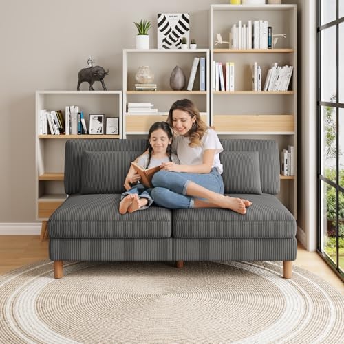 Vesgantti Cord 3 Sitzer Sofa ohne Armlehne, 166cm Modernes Dreiersofa mit Kissen, Kombination Sofa perfekt für Wohnzimmer, Schlafzimmer, Büro, werkzeuglose Montage, 166 * 88 * 84cm