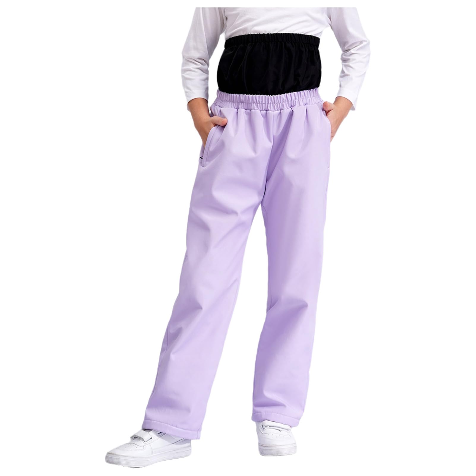 CHICTRY Pantalon Ski Enfant Fille Polaire Chaud Pantalon Thermique d'hiver Coupe-Vent Pantalon Softshell Combinaison de Neige