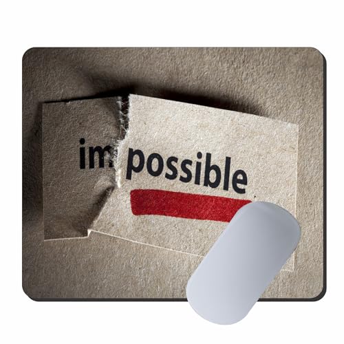 Image of Impossible to Possible Motivational Mouse Pad 9 x 7.5 Inch, 3mm Thick Non-Slip Rubber Base Mouse Pad, Inspirational Desk Accessory for Office, Home & Study