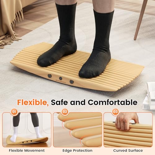 Image of 360 Wobble Balance Board for Standing Desk，Anti-Fatigue Rocker Board to Improve Focus, Burn Calories & Simulate Surfing & Skateboarding at Home or Office，Also Foot Strengthener & Stretcher for Plantar Fasciitis Relief.