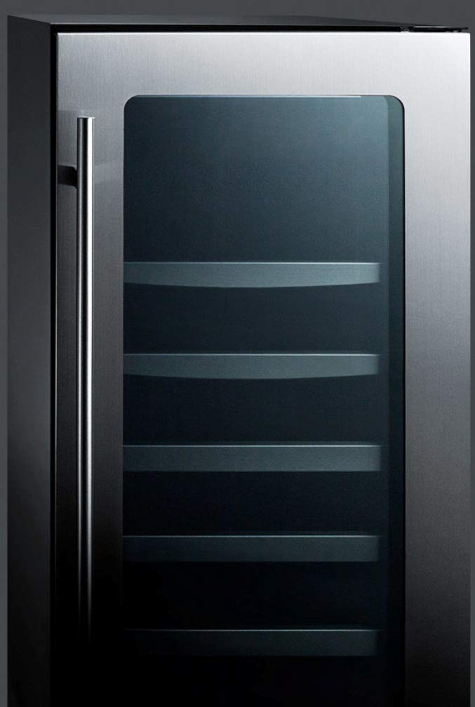 Summit Cl151wbv 15"" Classic Collection Wine Cooler With 34 Bottle Capacity Low-E Glass Door Temperature Alarm And LED Lighting In Stainless Steel on Fridge.com - View 3
