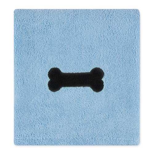 Image of Bone Dry Pet Grooming Microfiber Towel, Embroidered Collection, X-Large,41x23.5 inch, Blue