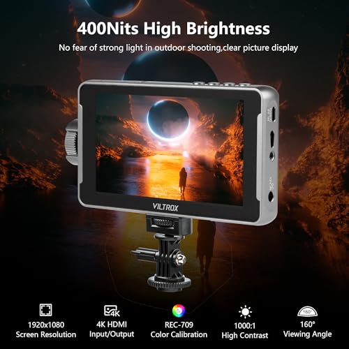 Image of VILTROX DC-550 Lite 5.5 inch Touchscreen Camera Field Monitor with 3D LUT /Battery /Sunshade Hood, 400Nits 160 Wide View Angle 1920X1080 4K HDMI Input Output Peaking Focus Camera DSLR Field Monitor