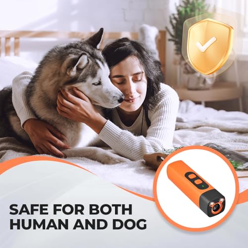 kailisi Antibell Ultraschall Gerät, 2025 Neuestes Handgerät Anti Bell Gerät Hunde, Ultraschall Handheld Hunde Training Antibell für Hunde Drinnen Draußen für Hundetraining und Gehen (Orange,1Pcs)