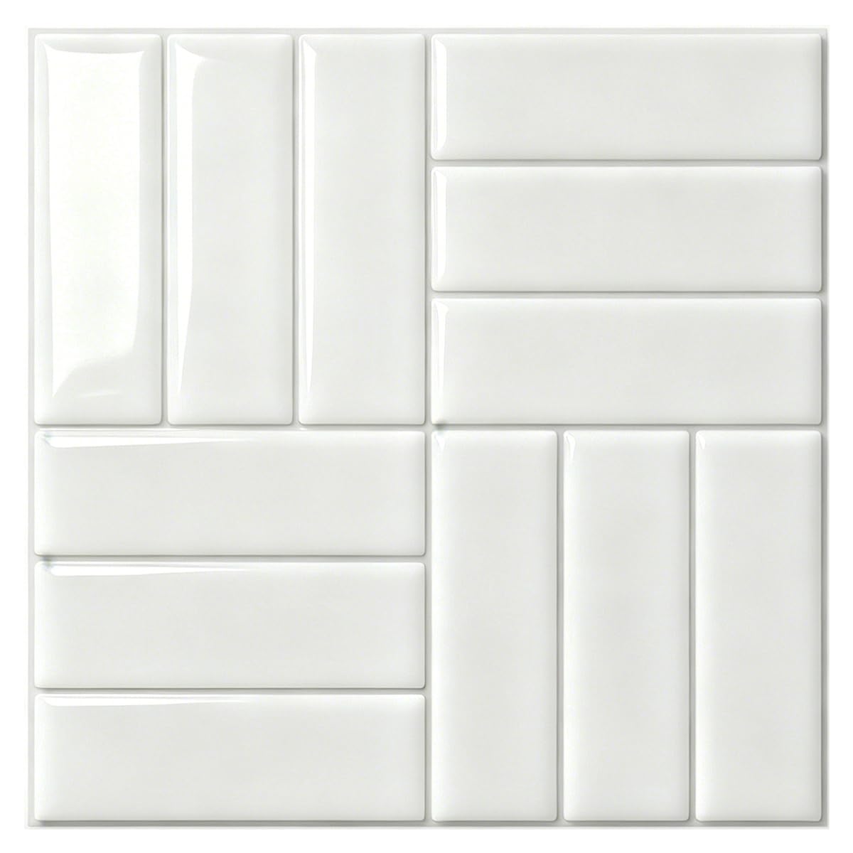 10 Sheets Peel and Stick Wall Stickers, 3D Stick on Self Adhesive Wall Tiles for Living Room, Bathroom, Metro Subway Tiles, Waterproof Kitchen Splashback Decals, 30x30cm, White