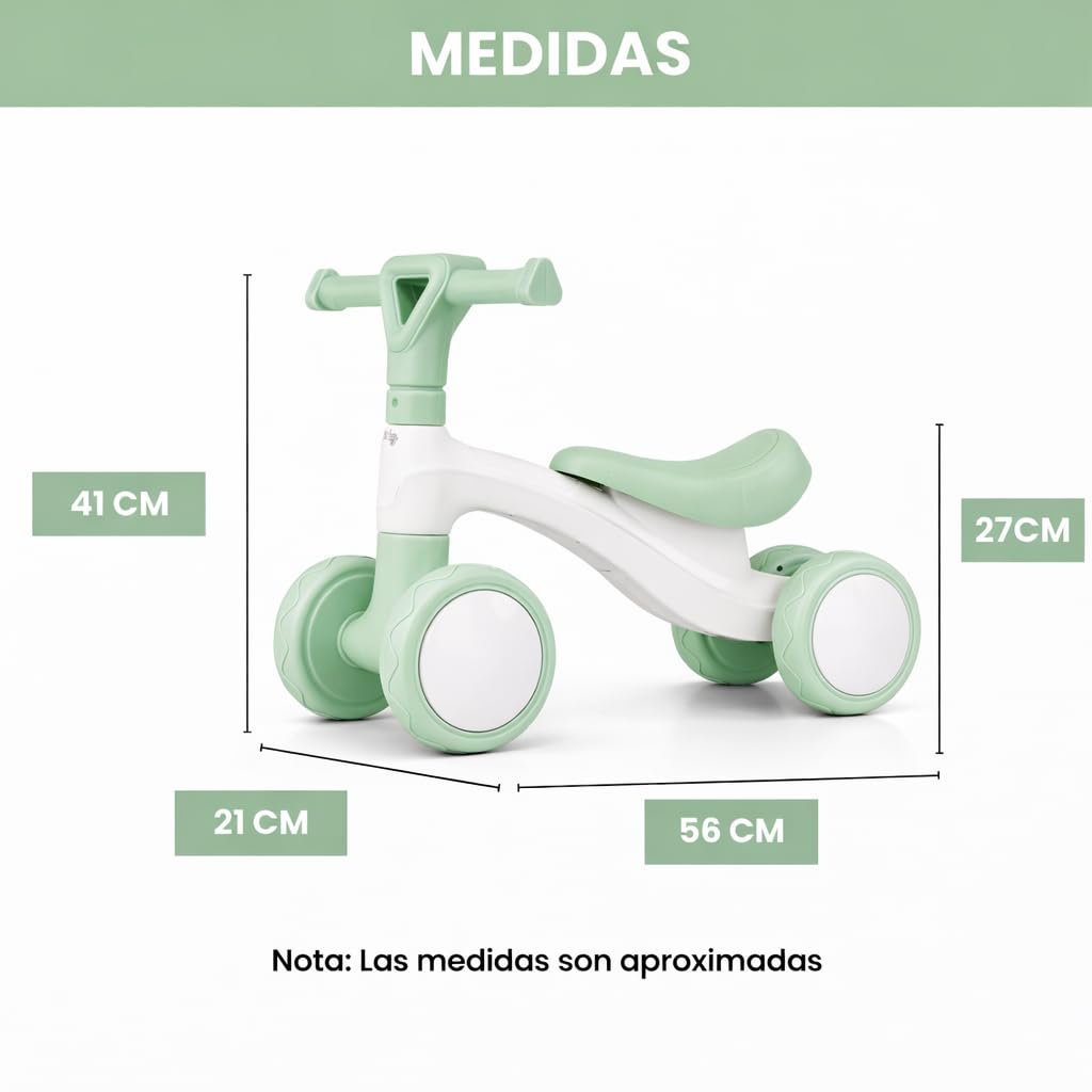 Edibaby, Triciclo Bebé 1 Año | Correpasillos Ligero | Primera Bicicleta de Equilibrio para Bebés | Bici sin Pedales | Juguete Niño 1-2 Años Ideal como Regalo (Menta)