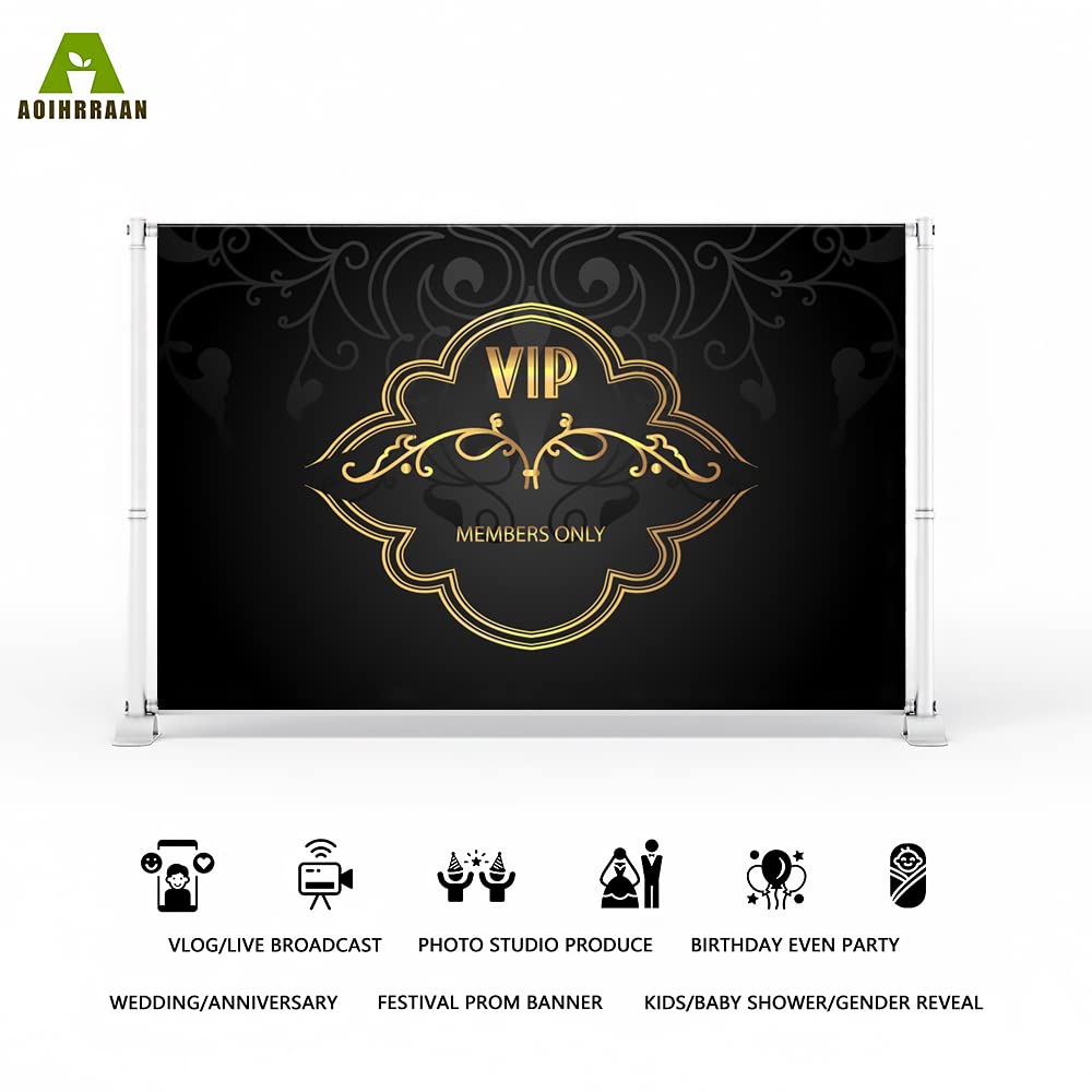 Aoihrraan 3x2m VIP Tema Fotografia Sfondo Membri solo VIP classica fiore modello nero oro stile Sfondo Compleanno ballo di fine anno festa arredamento banner vlogger ritratto foto video prop