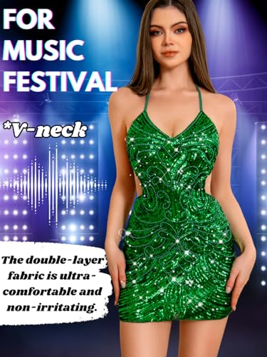 Image of ShawGobow Sequin Dress for Women,Glitter Sparkly Backless Bodycon Mini Dresses,Sexy Concert Outfits Prom Homecoming
