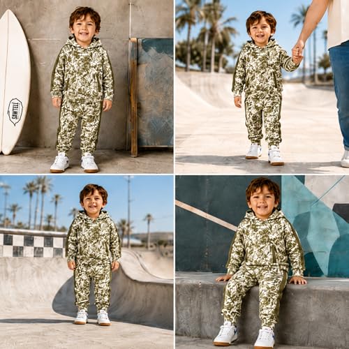 Image of Volcom Infant Toddler Baby Boys Joggers Set - 2 Piece Fleece Pullover Hoodie and Jogger Pants Activewear Set (Sizes: 12M-7)