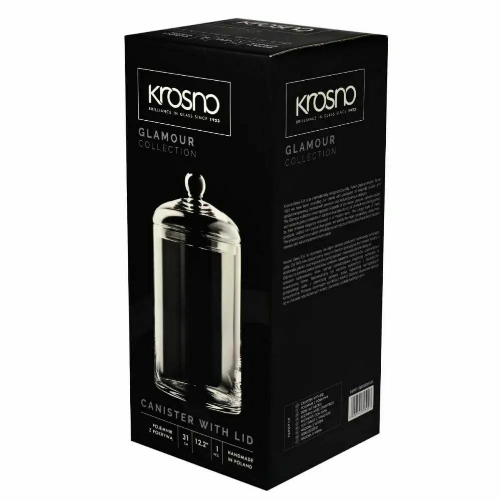 Krosno Grande bonbonnière/bocal à biscuits avec couvercle | 2,7 L | 310 mm de haut, Ø 150 mm | Collection Glamour | Pour la maison, les restaurants et les fêtes | Cristal sans plomb