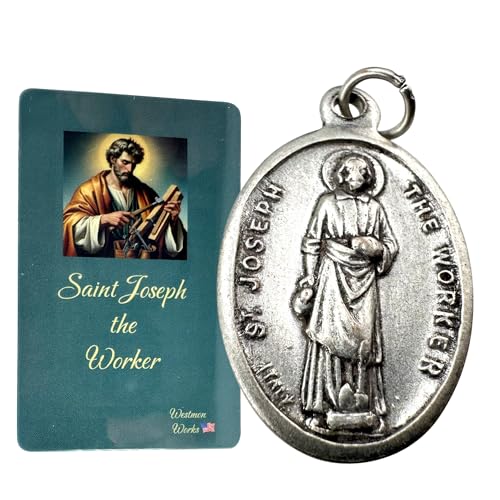 Westmon Works St Joseph Medal Set Italian Metal Medallion with USA Made Holy Prayer Card