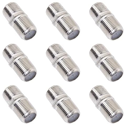 QDiShi 10 Pack Coaxial Cable Connector, RG6 Coax Cable Extender F-Type Silver Plated Adapter Female to Female for TV Cables, Satellite Receiver, VCR and Cable Modem Cover