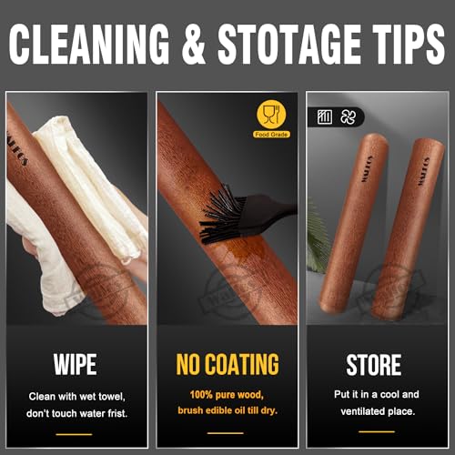 image for Walfos Mini Rolling Pin Set - Small Natural Wooden Rolling Pins, Bakin