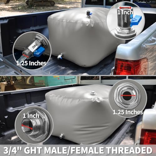 Image of TPU Water Storage Bladder, Portable RV Fresh Water Tank, Food Grade BPA Free Collapsible Flexible Container for Drinking, Camping, Irrigation & Emergency, Drought (Gray, 75 Gallon)