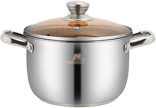 Naczynie do garnków ze stali nierdzewnej ze szklaną pokrywką i polerowanym lustrzanym wykończeniem, obuuszny garnek ze stali nierdzewnej o dużej pojemności (rozmiar: 19,5 * 16 cm) (19,5 * 16 cm)