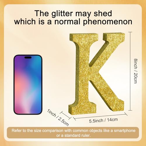 Image of TONIFUL 8 Inch Gold Glitter Letter K Table Centerpiece A-Z Gold Birthday Party Decorations,Gold Alphabet K for Birthday,Chrismas,Graduation,Bridal Shower,Wedding,Anniversary Party Supplies