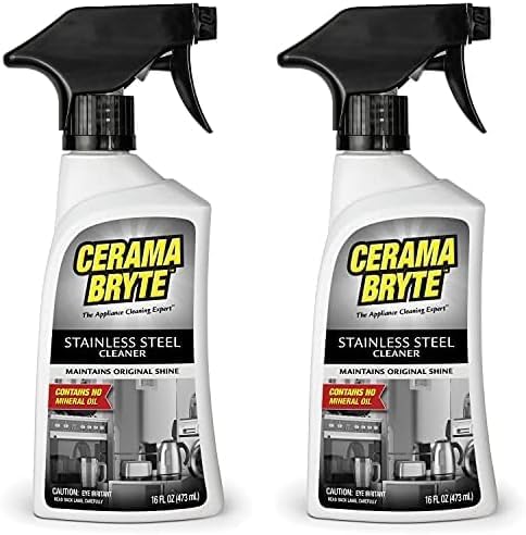 Cerama BryteStainless Steel Polish Spray, Streak-Free Shine, Clean and Protect, High Strength Formula. 16 Fl Oz (Pack of 2)