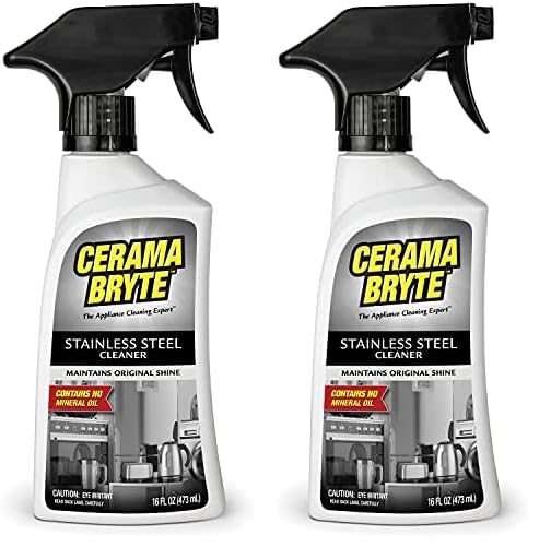 Cerama BryteStainless Steel Polish Spray, Streak-Free Shine, Clean and Protect, High Strength Formula. 16 Fl Oz (Pack of 2)