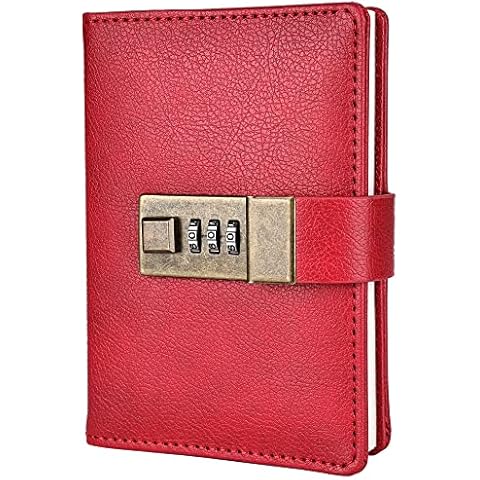 Diario de combinación de cuero brillante con cerradura Cover