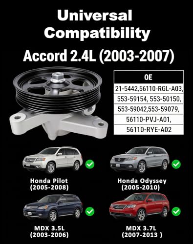 Image of 21-5442 Power Steering Pump with Pulley for Honda Odyssey Pilot Acura MDX | With pulley, fits 2005-2010 Odyssey, 2005-2008 Pilot, 2007-2013 MDX, replaces 56110-RGL-A03