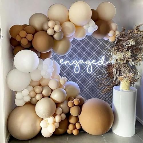 Image of Cow Brown Balloons, 60Pcs 12 Inch Cow Print Coffee White Metallic Gold Latex Balloon, Tan Nude Neutral Beige Helium Balloons for Farm Western Theme Cowboys Cowgirls Birthdays Baby Shower Party Decor