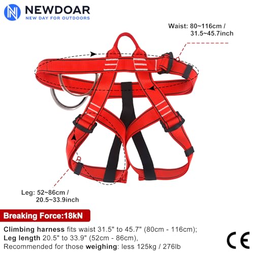 NewDoar UIAA & CE Certified Climbing Harness, Mountaineering Rock Climbing Harness, Half Body Harness - Image 3