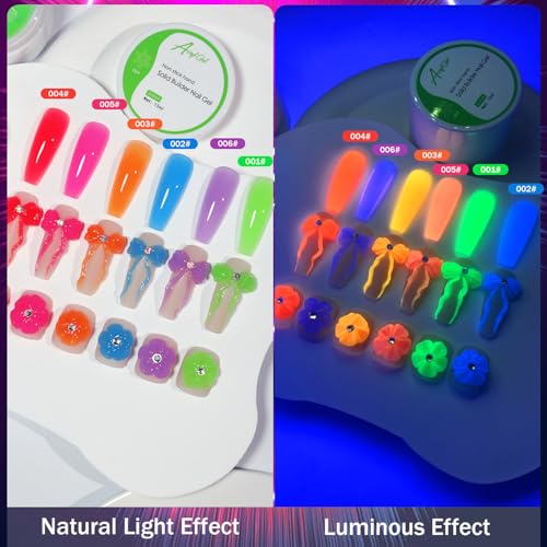 6Pcs Gel para Uñas 3D Polygel Brillante en Oscuridad miniatura 5