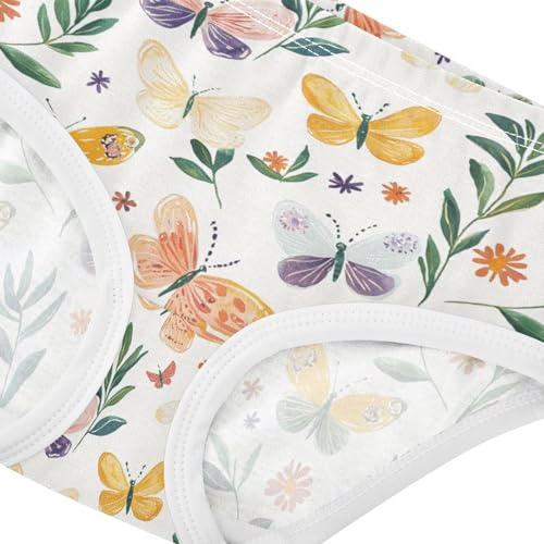 ZZKKO Colorful Butterfly Leaves Girls Underwear Toddler Panties for Girls Comfort Brief Size 2-8T3