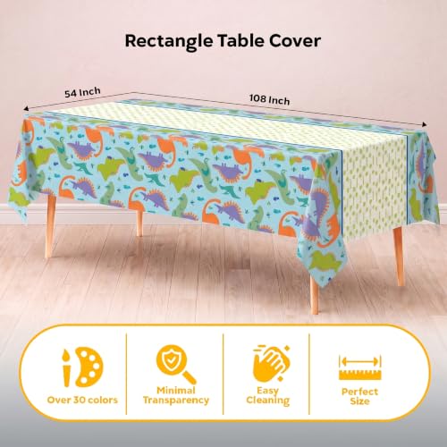 Image of Exquisite Dino Party Table Cover 6 Pack 54 in. x 108 in. Rectangle Plastic Tablecloth Disposable Table Covers for Dinosaur T Rex Prehistoric Boys Kids Birthday Party Supplies Decorations Roar