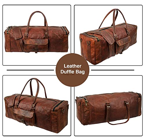 Leather Duffel Bag Large 32 Inch Single Pocket | Travel Tote Carryon Bag Gym Sports Weekender Overnight | Duffle Bag For Men and Women2