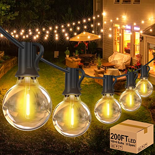 Hezbjiti 200Ft Outdoor Patio String Lights, Outside 64 (60+4) G40 Shatterproof Bulbs Hanging Lights Waterproof Backyard Lights Ul Listed Connectable For Porch Balcony Bistro Party #TOP11