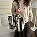 Large Capacity Handbag Striped Shoulder Bag Students School Canvas Commuting Fashion Shopping