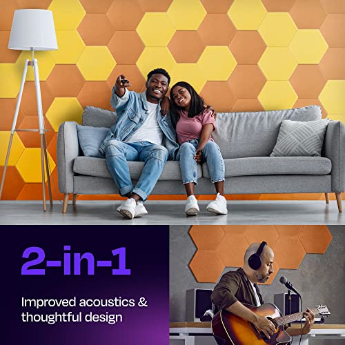 Image of Acoustic Panels 12-Pack Soundproof Wall Panels 12 inchX10.4 inchX0.4 inch Sound Panels High Density Sound Dampening Panels - [70'S Orange Hexagon]