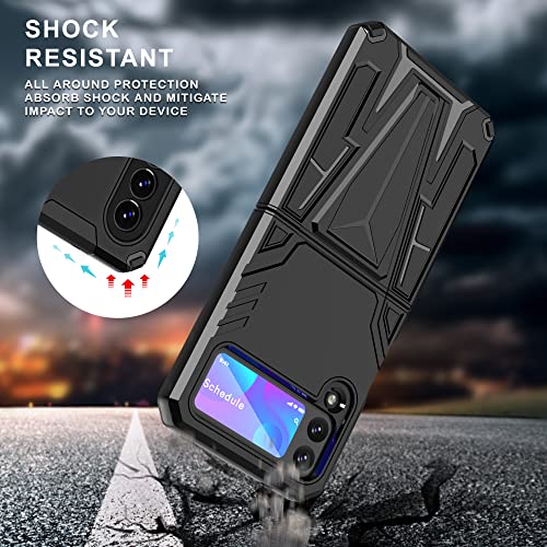 Duo Shell Hard Case With Kickstand Hot Pink Black Zebra Design Compatible With Samsung Galaxy Z Flip 3 Supports Magnetic Car Mount Military Grade Drop Protection Heavy Duty Shockproof Rugged Case #TOP2
