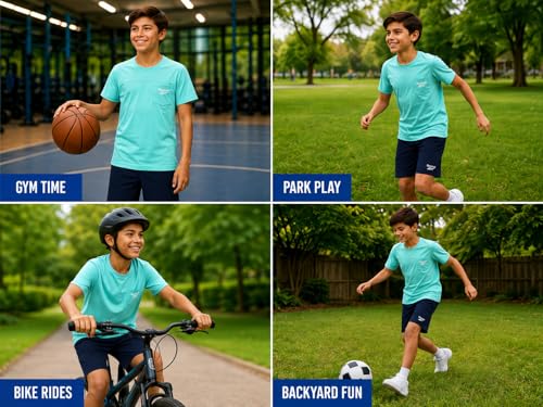 Image of Reebok Boys Athletic Shorts Set - 2 Piece Summer Clothes Outfit with Graphic Tee and Boys Basketball Shorts for Active Kids