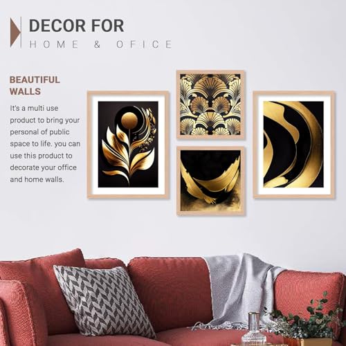 Image of kotart Minimal Colorful Abstract Modern Art Wall Painting with Frame for Living Room Bedroom Hall Office - Framed Painting for Wall Decoration - Wall Decor for Home - Pack of 4 (Art 2, Big (13x17 or 13x13 inch))