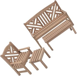 FUNOMOCYA 1 Conjunto Banco De Jardim Ao Ar Livre Móveis De Madeira Miniaturas De Móveis Ao Ar Livre Mini Banco De Jardim Pequena Cadeira De Madeira Em Miniatura Cadeira De Madeira Micro