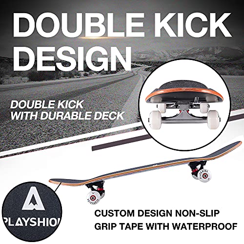 Playshion 31"X8" Complete Skateboard For Kids Adults Beginners Tiger #TOP2