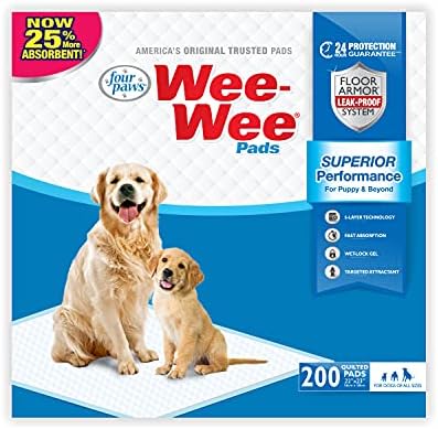 Four Paws Wee Wee Absorbent Pads for Dogs Standard 200 Count Four Paws Wee Wee Absorbent Pads for Dogs Standard 200 Count