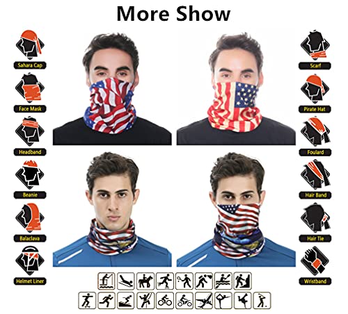 6Pcs Headwear, Headband Scarf Bandanna Headwrap Mask Neckwarmer & More 12-In-1 Multifunctional Stretchable Sport & Casual (6Pc.the Stars And Stripes Series) #TOP5