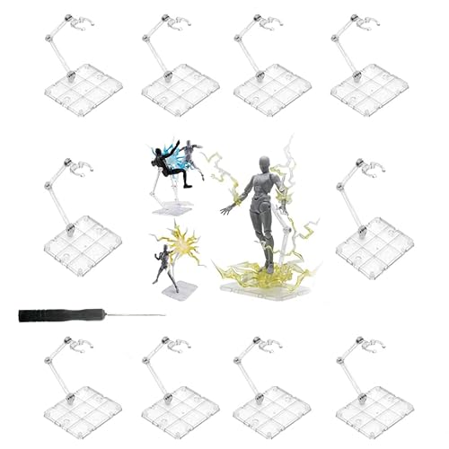 CUYUFIA 10 PCS Action Figure Stand, Assembly Action Figure Display Holder Base Doll Model Support Stand Compatible with 6