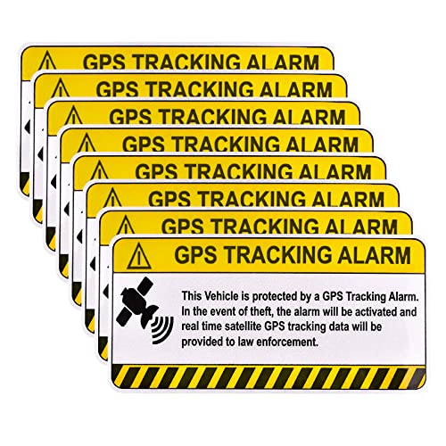 Juego de 8 calcomanías antirrobo de seguimiento GPS, bicicleta, señal de seguridad antirrobo de vehículo (amarillo)