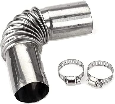 25mm Air Parking Heater Exhaust Pipe Tube Elbow Connector Stainless Steel Windproof Cap Gas Water Heater with 2 Connector for Diesel Boat Heater Sliver 1