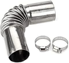 25mm Air Parking Heater Exhaust Pipe Tube Elbow Connector Stainless Steel Windproof Cap Gas Water Heater with 2 Connector for Diesel Boat Heater (Sliver 1)