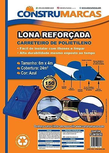 LONA CARRETEIRO AZUL 150 MICRAS - 6X4M - CONSTRUMARCAS
