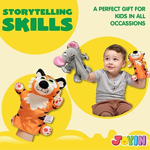JOYIN Animal Friends Deluxe Hand Puppets 6 Pack for Imaginative Play, Stocking, Birthday Party Favor Supplies, Girls, Boys, Kids and Toddler