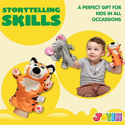 JOYIN 6Pcs Kids Hand Puppet Set, Toddler Animal Plush Toy includes Elephant, Unicorn, Puppy, Pig, Tiger and Cow for Boys Girls Show Theater, Birthday Party Gifts, Easter Basket Stuffers - Thumbnail 5
