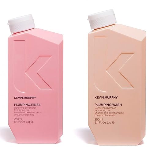 Enjuague para cabello fino Kevin Murphy Plumping Wash y Rinse set de dos, 8.4 onzas.