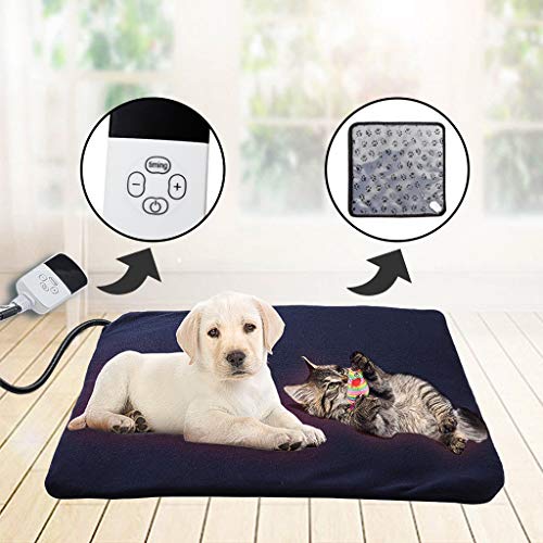 Pet Heating Pad for Cats Dogs with Timer and Temperature, 18" x 18