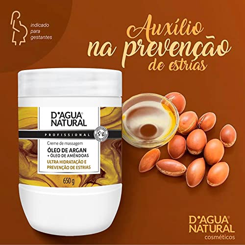 Creme de Massagem Óleo de Argan e Amêndoas, D'agua Natural, 35 ml